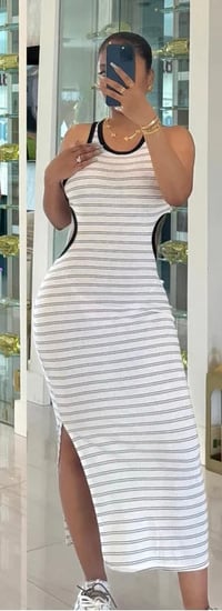 Image 2 of White/Black Open Back Dress