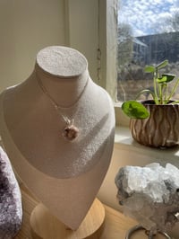 Image 1 of Silver Coral Jade Heart Crystal  Necklace