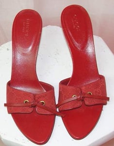 Image of Gucci Logo Kitten Heel Mules