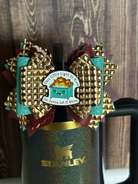 Image 1 of Dumpster Fire Tumbler Straw Topper Bow | Glitter Cup Accessory