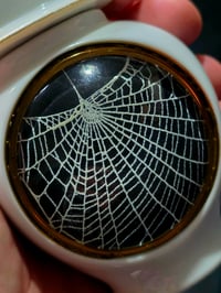 Image 5 of White And Gold URN with Real Preserved Web - 4