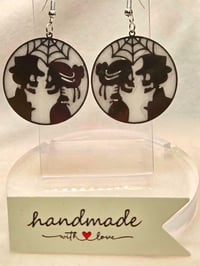 Image 2 of Handcrafted Resin Glow In The Dark Skeleton Couple Earrings 