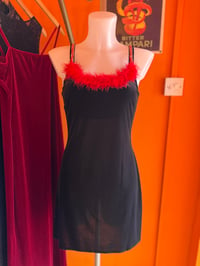 Image 1 of Velvet Vixen Red Feather Mini Dress S/M
