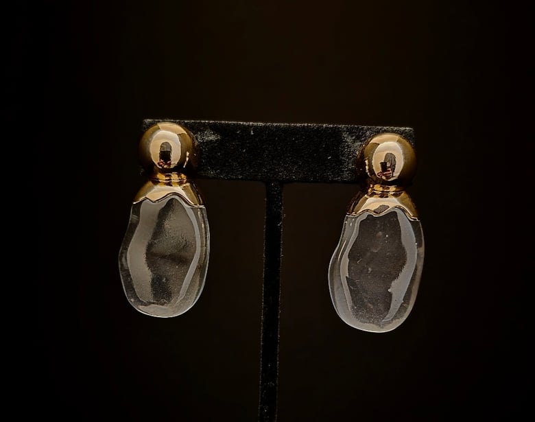 Image of Gold/ Clear Abstract Pierced Earrings 