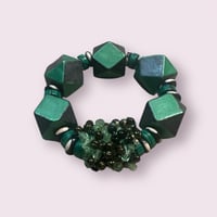 Image 1 of Handmade Chunky Beaded Bracelet Green/Black