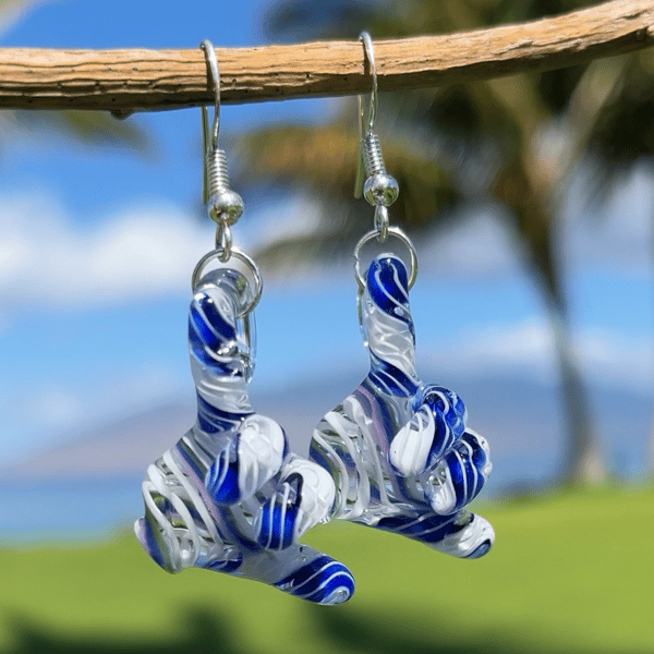 Image of Blue And White Hang Loose Earring Set