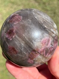 Image 3 of Pink Tourmaline & Smoky Quartz Sphere | #2968