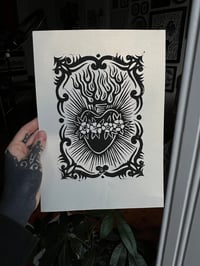 Image 1 of Linocut Sacred Heart