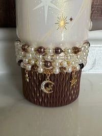 Image 1 of Starlight Shimmer | Cream and Gold  Tumbler Bracelet Stack