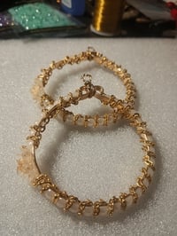 Image 8 of Golden Pearl Rose Statement Hoops