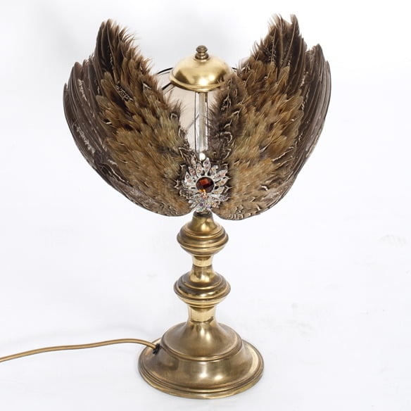 Image of "Icarus" Winged OMARINA Large Brass Lamp