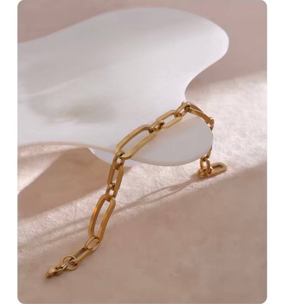 Image of  ALEJANDARA 18ct Gold Plated Oversized Chunky Modern Paperclip Chain Bracelet
