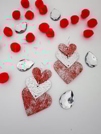 Image 3 of Triple Heart Dangle earrings 