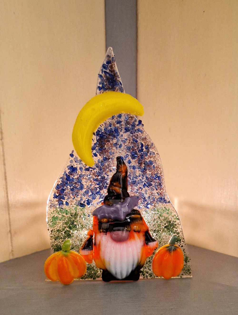 Image of Fused Glass Halloween Gonk Tea Light Holder