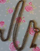 Image of Vintage Large Key Charm Pendant Necklace