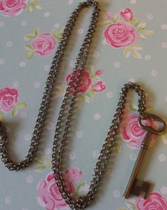 Image of Vintage Large Key Charm Pendant Necklace