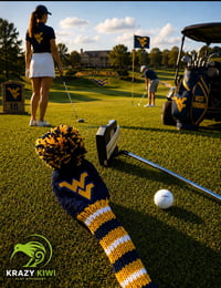 Image 2 of West Virgina WV MOUNTAINEERS custom Golf Club Cover hand knit logo College football fan  g-119fd1cf