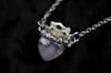 Dead Good vertebrae and flower agate crystal tiny pendant 