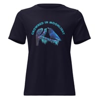Image 2 of Crowned in Moonlight Raven Women's T-Shirt – Mystical Moon Crow  Tee | Gothic Wildlife shirt