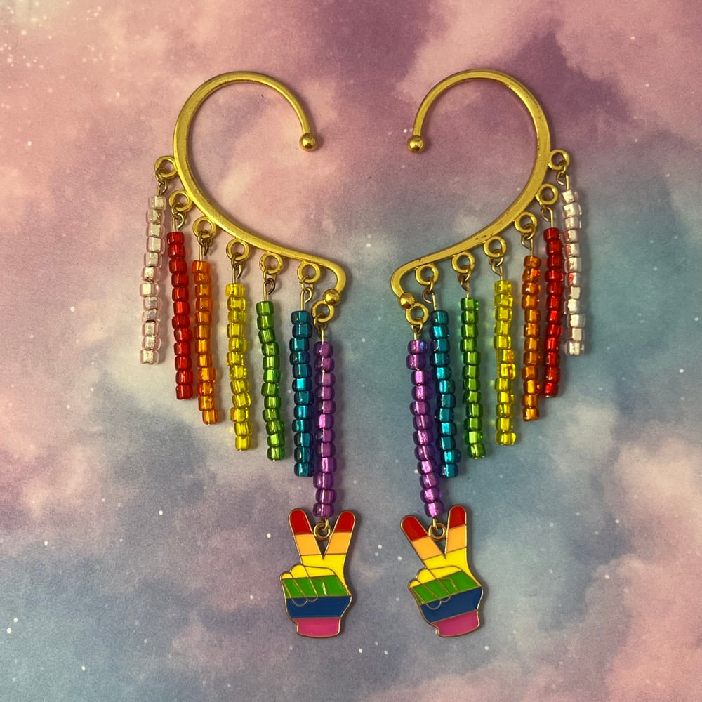 Image of Rainbow Peace Ear Cuffs
