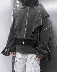 Image 4 of Grey Radial-Flux Cargo Hoodie 