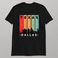 Texas Dallas Skyline Retro Unisex T-Shirt for Adults