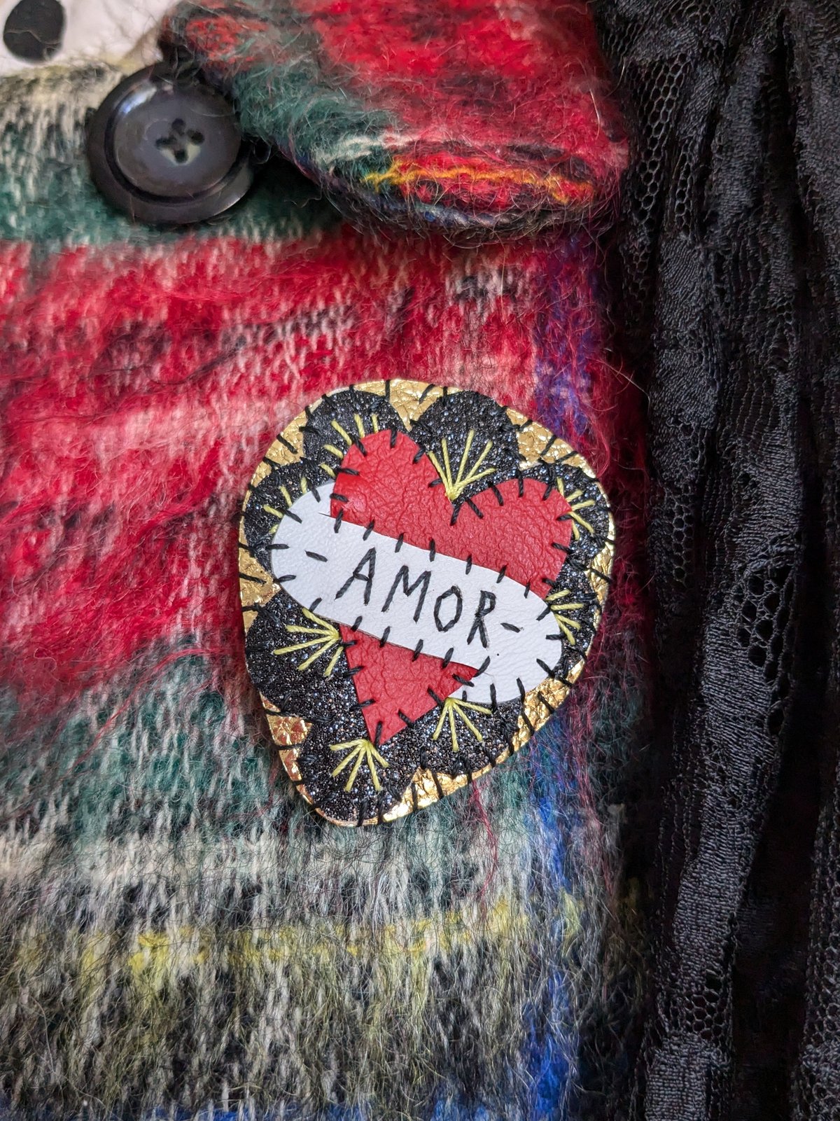 Image of Amor Mexican Heart Brooch