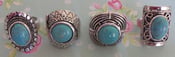 Image of Vintage Turquoise Stone Silver Tone Rings 
