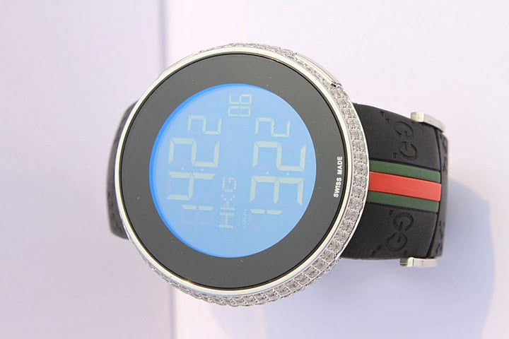 gucci digital watch diamond bezel