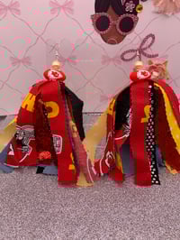 Red Team Black Tassel Earrings