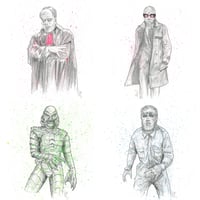 Image 1 of Neon Nightmares Art Print 2 - Creature, Invisible Man, Wolfman, Phantom