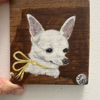 Image 3 of Original painting on wood -chihuahua with a yellow ribbon