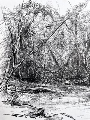 Image of VINTAGE DUTCH DRAWING: LANDSCAPE #10