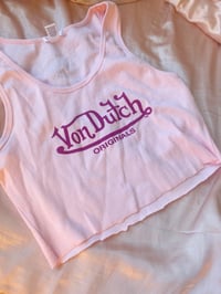 Image 1 of Von Dutch Light Pink Tank Top Purple Logo