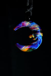 Image 1 of Amber purple mood moon pendant 🙂🙁🌙