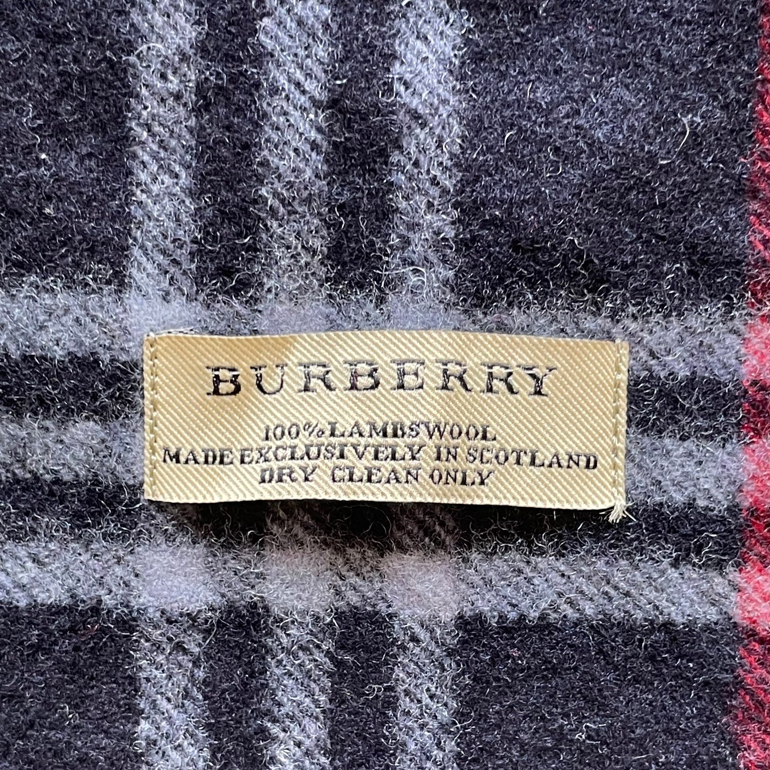 Image of Vintage Burberry Classic House Check Lambswool Scarf Navy 