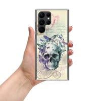 Image 2 of Colorful Human Skull and Butterflies Steampunk Style Clear Case for Samsung®