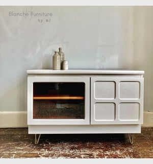 Image of TV / Media Sideboard in Off White on Hairpin legs, by Nathan 