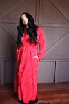 Long red satin robe