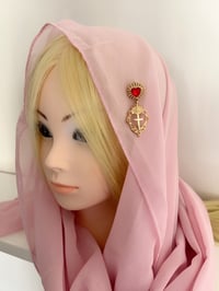 Image 2 of Sacred Heart Veil (Pale Pink)