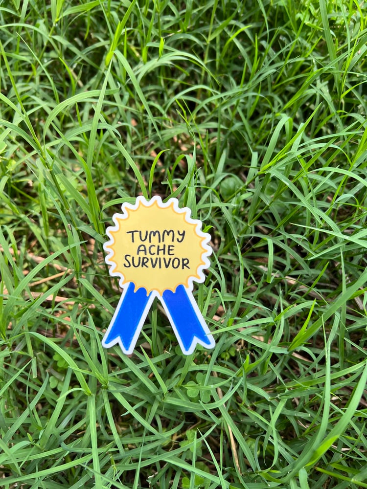 Image of tummy ache survivor blue ribbon 