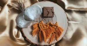 Image of Teardrop Macramé Earrings: Yellow