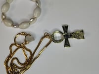 Image 5 of Clear quartz and Herkimer diamond Golden Ankh