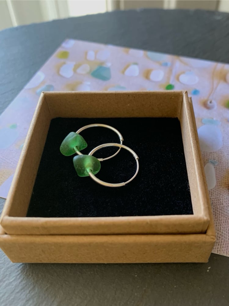 Image of Green sea glass earrings