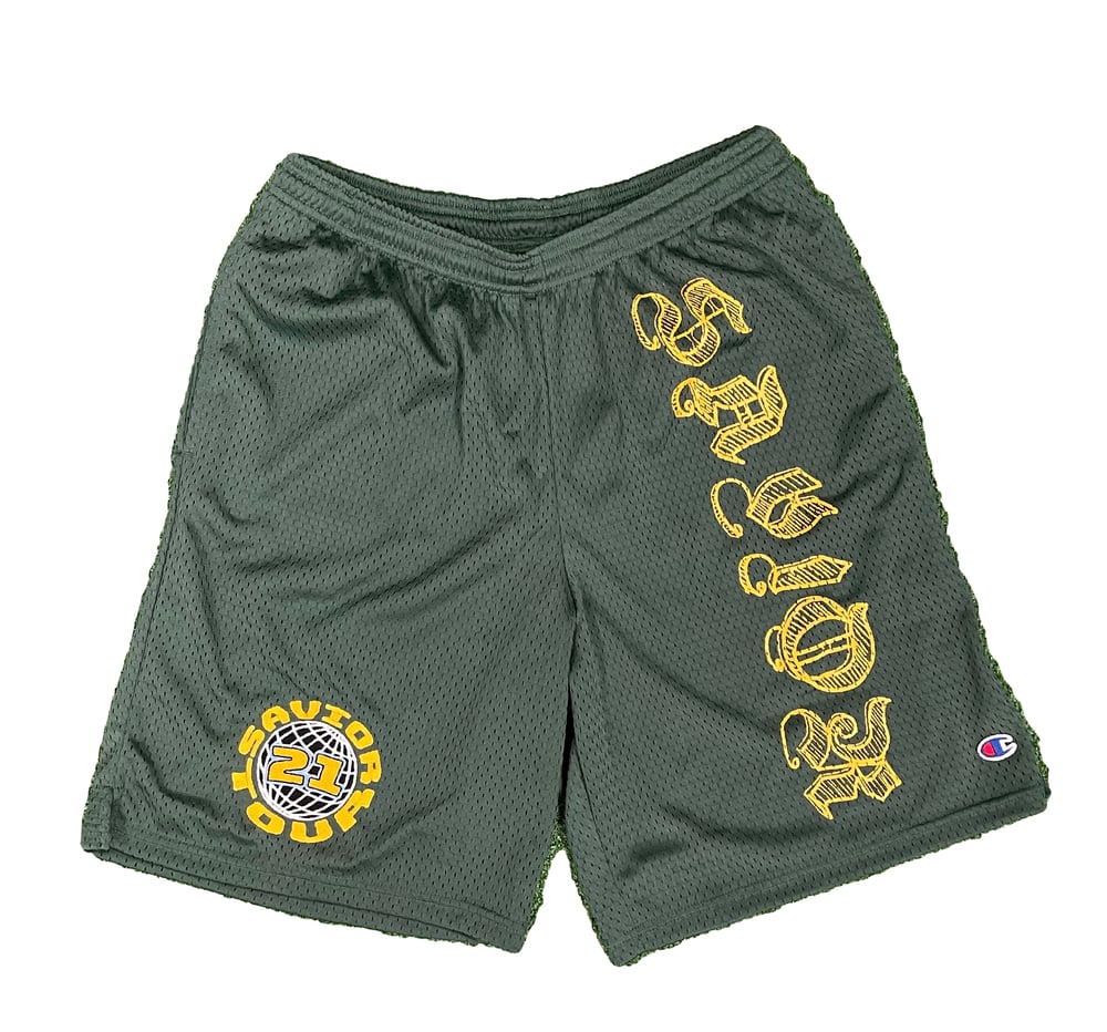 Image of Savior Tour 21’ Shorts- Forest Green 