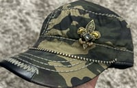 Image 1 of Leather Bill Camo Cadet Hat Fluer De Lis