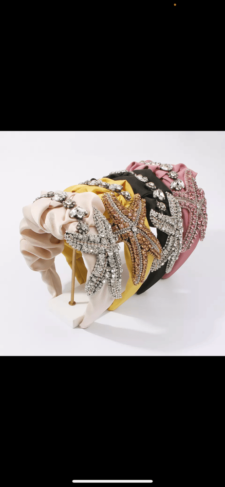 Image of Starfish Headband Hair Accessories Satin with Glass Rhinestone Hairband