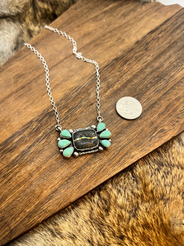 Image of Blackjack & Nevada Turquoise Necklace 🩵