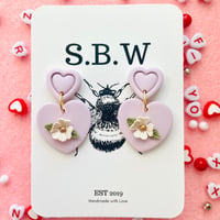 Pastel Purple Floral Heart Dangles 