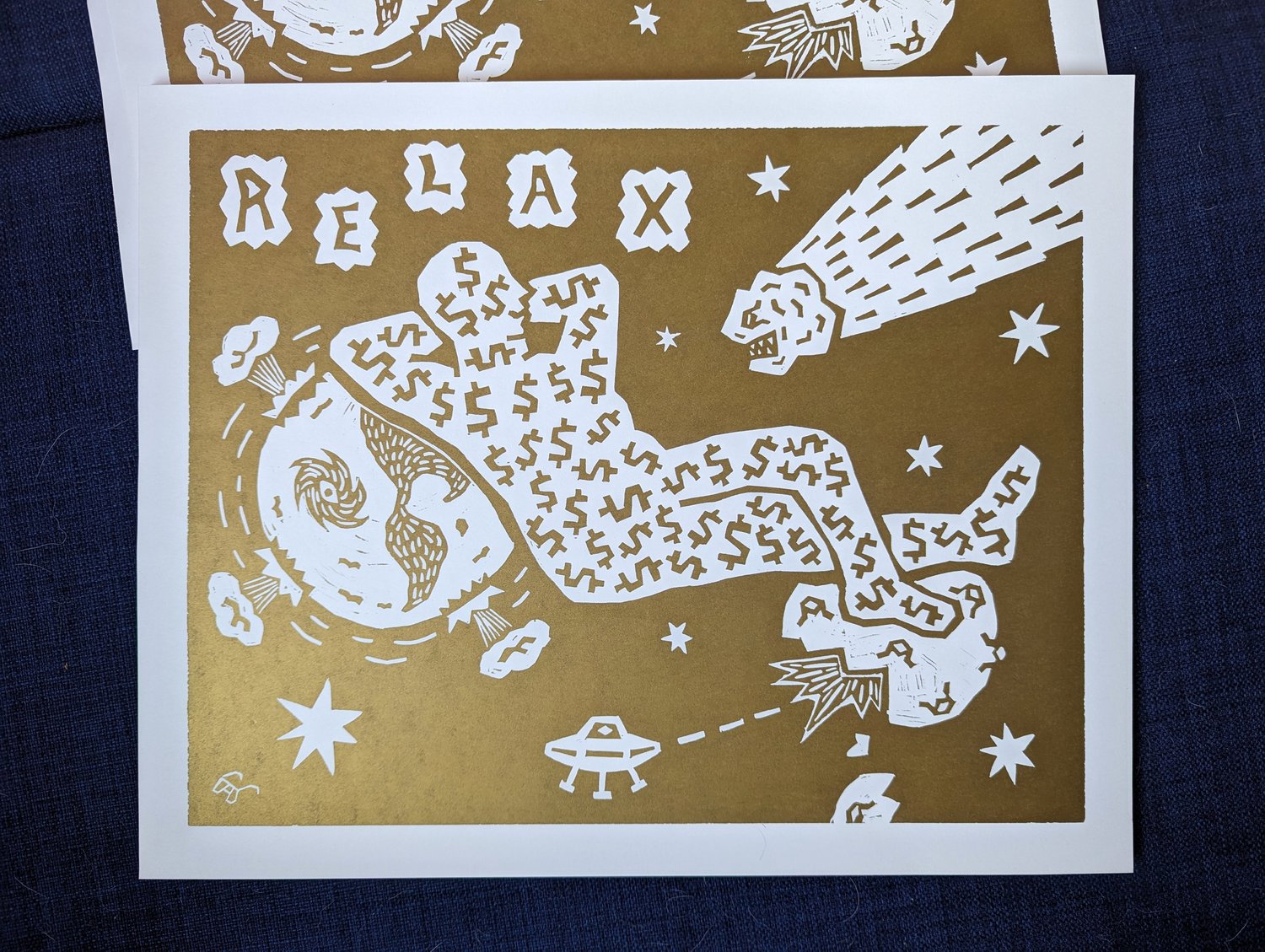 Linocut #26 (Gold)